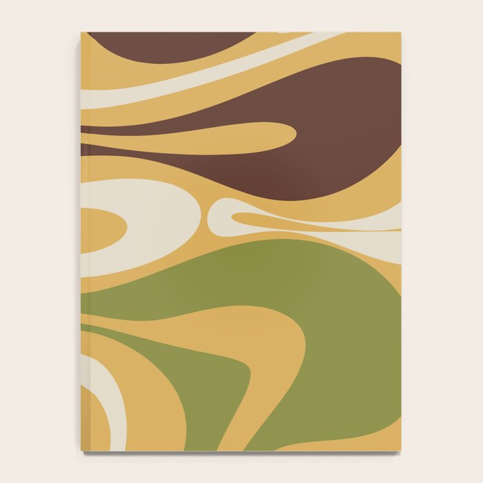 Mod Thang Retro Modern Abstract Pattern in 70s Avocado Green Brown Mustard Notebook Gallery Image 4