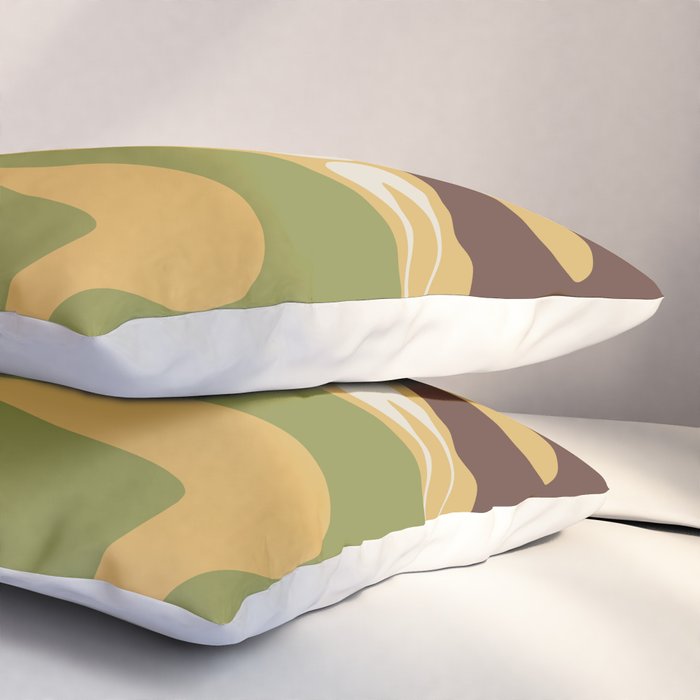 Mod Thang Retro Modern Abstract Pattern in 70s Avocado Green Brown Mustard Pillow Sham Gallery Image 3