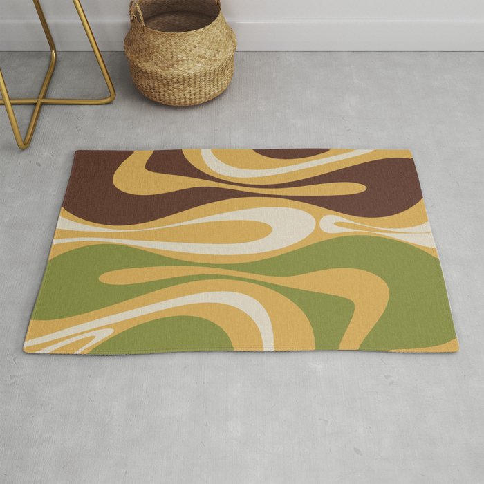 Mod Thang Retro Modern Abstract Pattern in 70s Avocado Green Brown Mustard Rug Gallery Image 1