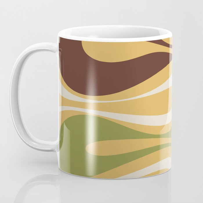 Mod Thang Retro Modern Abstract Pattern in 70s Avocado Green Brown Mustard Coffee Mug Gallery Image 3