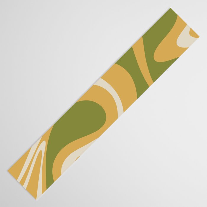 Mod Thang Retro Modern Abstract Pattern in 70s Avocado Green Brown Mustard Table Runner Gallery Image 3