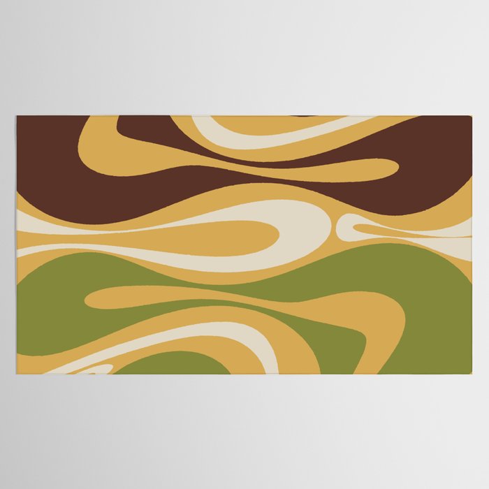 Mod Thang Retro Modern Abstract Pattern in 70s Avocado Green Brown Mustard Tablecloth Gallery Image 2