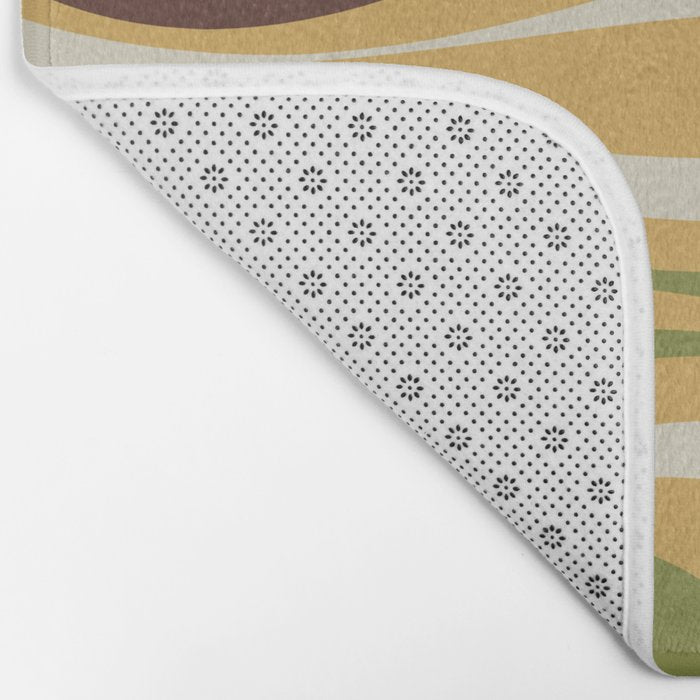 Mod Thang Retro Modern Abstract Pattern in 70s Avocado Green Brown Mustard Bath Mat Gallery Image 2