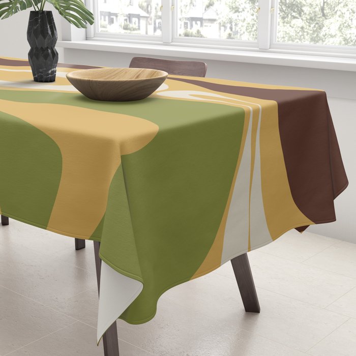 Mod Thang Retro Modern Abstract Pattern in 70s Avocado Green Brown Mustard Tablecloth Gallery Image 3