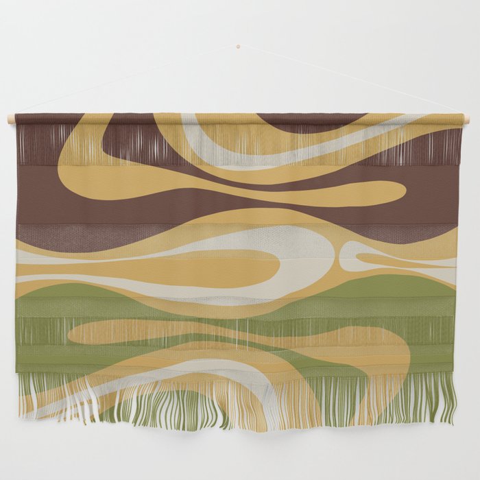 Mod Thang Retro Modern Abstract Pattern in 70s Avocado Green Brown Mustard Wall Hanging Gallery Image 1