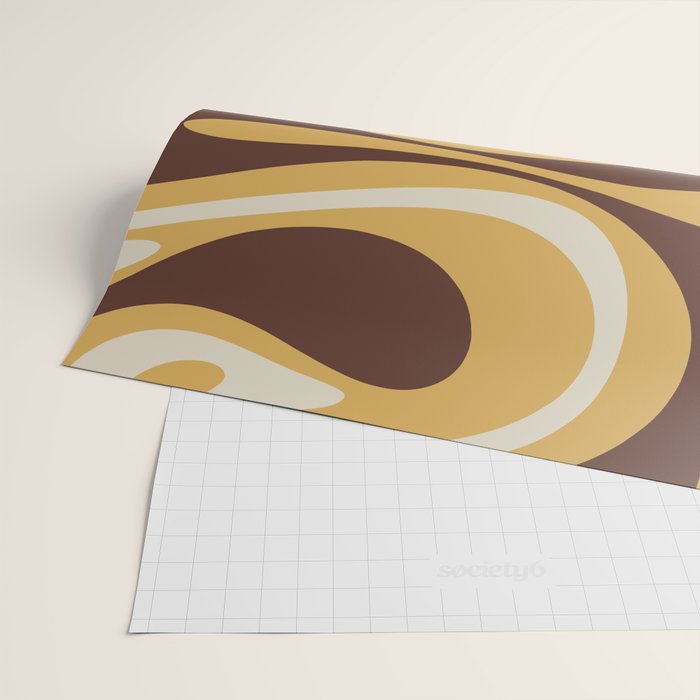 Mod Thang Retro Modern Abstract Pattern in 70s Avocado Green Brown Mustard Wrapping Paper Gallery Image 2