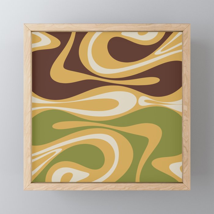 Mod Thang Retro Modern Abstract Pattern in 70s Avocado Green Brown Mustard Mini Art Print Gallery Image 1