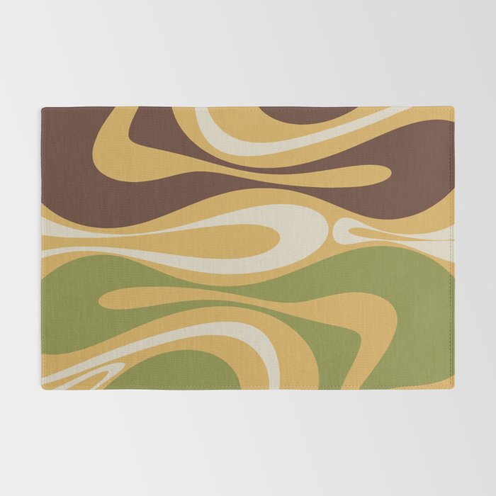 Mod Thang Retro Modern Abstract Pattern in 70s Avocado Green Brown Mustard Rug Gallery Image 2