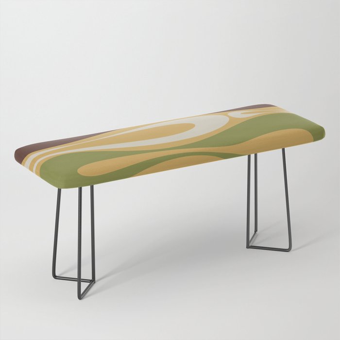 Mod Thang Retro Modern Abstract Pattern in 70s Avocado Green Brown Mustard Bench Gallery Image 1