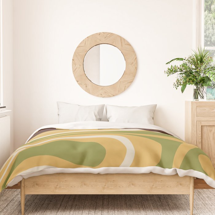 Mod Thang Retro Modern Abstract Pattern in 70s Avocado Green Brown Mustard Duvet Cover Gallery Image 3