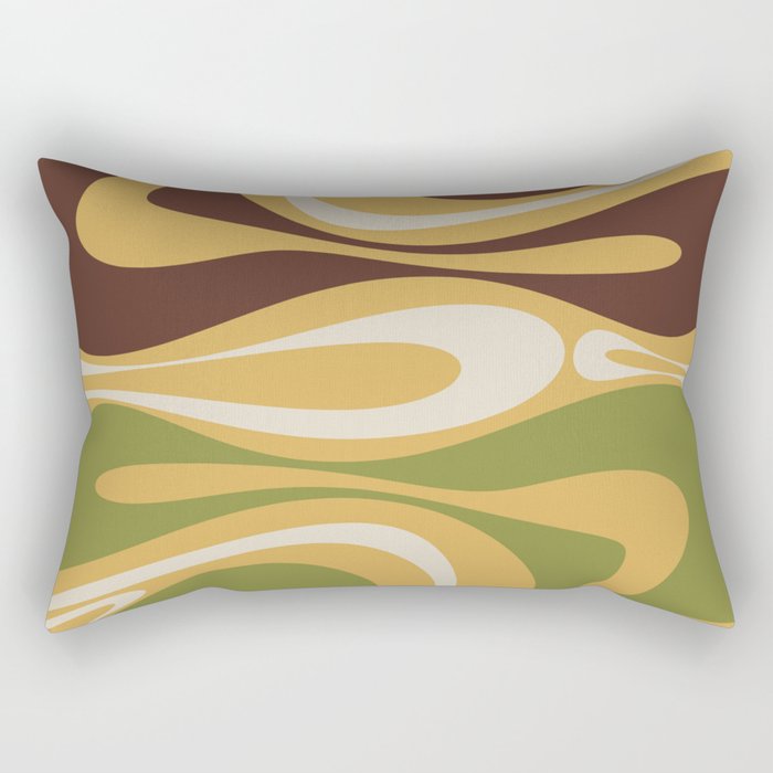 Mod Thang Retro Modern Abstract Pattern in 70s Avocado Green Brown Mustard Rectangular Pillow Gallery Image 1