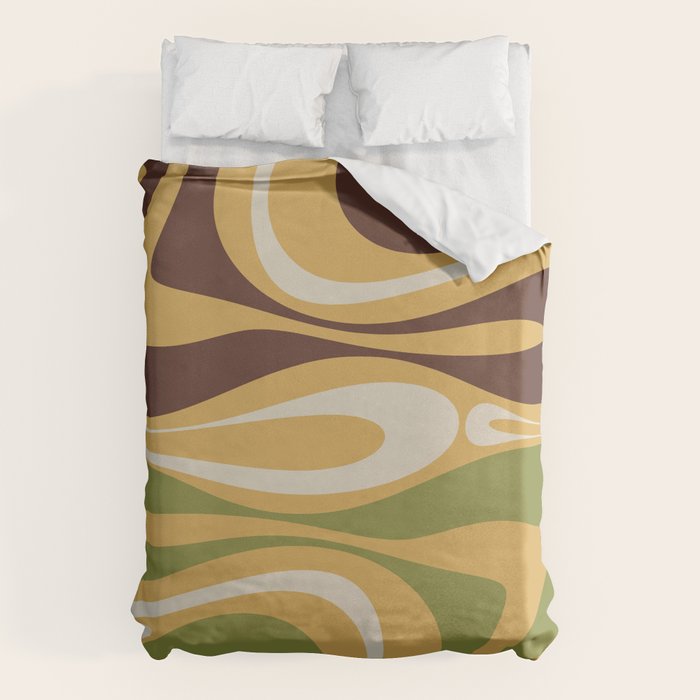 Mod Thang Retro Modern Abstract Pattern in 70s Avocado Green Brown Mustard Duvet Cover Gallery Image 6