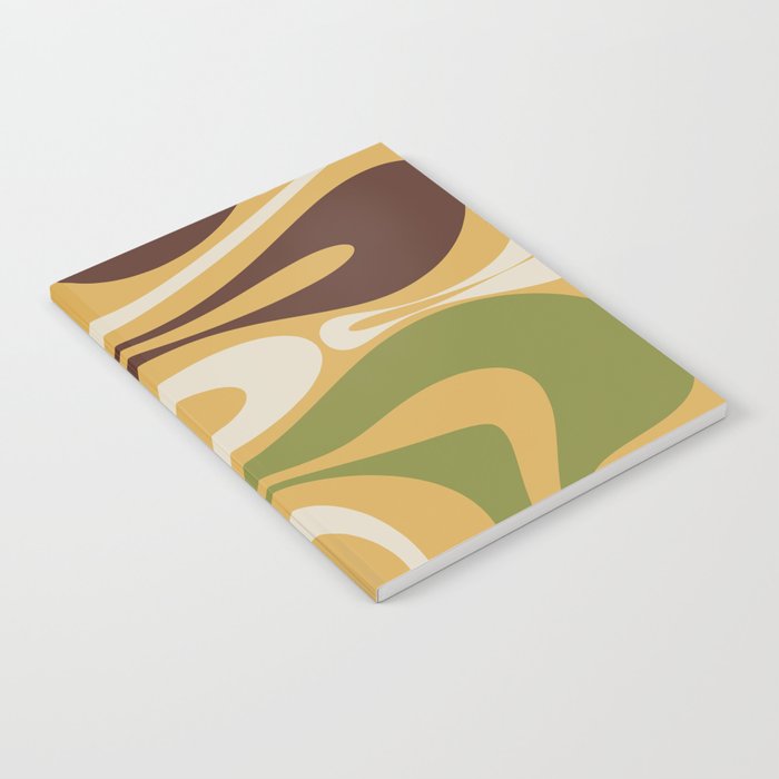 Mod Thang Retro Modern Abstract Pattern in 70s Avocado Green Brown Mustard Notebook Gallery Image 2