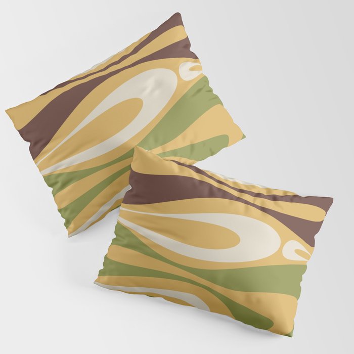 Mod Thang Retro Modern Abstract Pattern in 70s Avocado Green Brown Mustard Pillow Sham Gallery Image 1