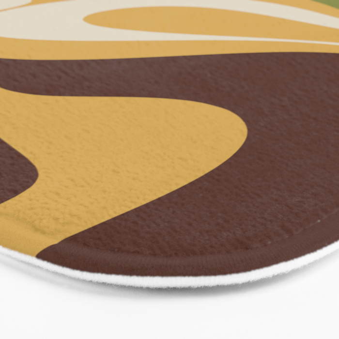 Mod Thang Retro Modern Abstract Pattern in 70s Avocado Green Brown Mustard Bath Mat Gallery Image 3
