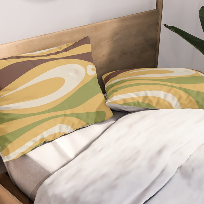 Mod Thang Retro Modern Abstract Pattern in 70s Avocado Green Brown Mustard Pillow Sham Gallery Image 2