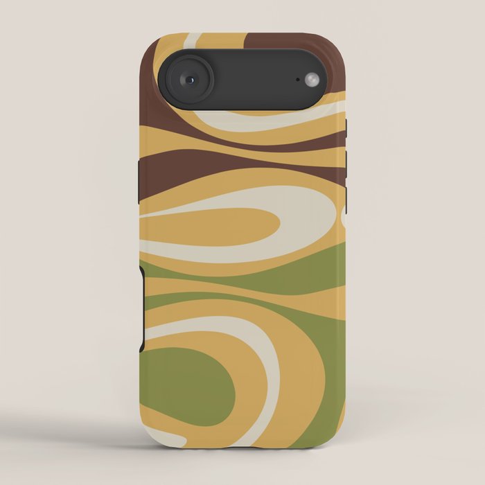 Mod Thang Retro Modern Abstract Pattern in 70s Avocado Green Brown Mustard iPhone Case Gallery Image 2