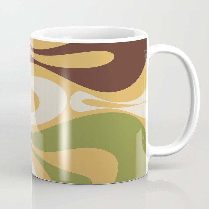 Mod Thang Retro Modern Abstract Pattern in 70s Avocado Green Brown Mustard Coffee Mug Gallery Image 1