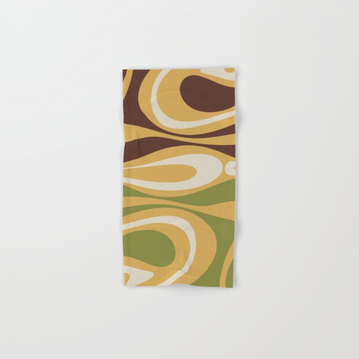 Mod Thang Retro Modern Abstract Pattern in 70s Avocado Green Brown Mustard Bath Towel Gallery Image 1