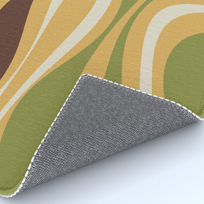 Mod Thang Retro Modern Abstract Pattern in 70s Avocado Green Brown Mustard Rug Gallery Image 4