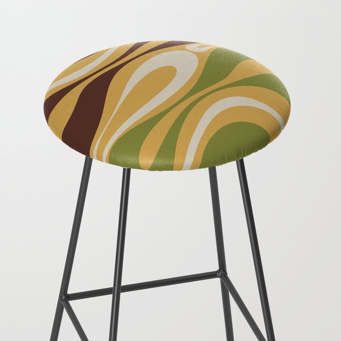 Mod Thang Retro Modern Abstract Pattern in 70s Avocado Green Brown Mustard Stool Gallery Image 2