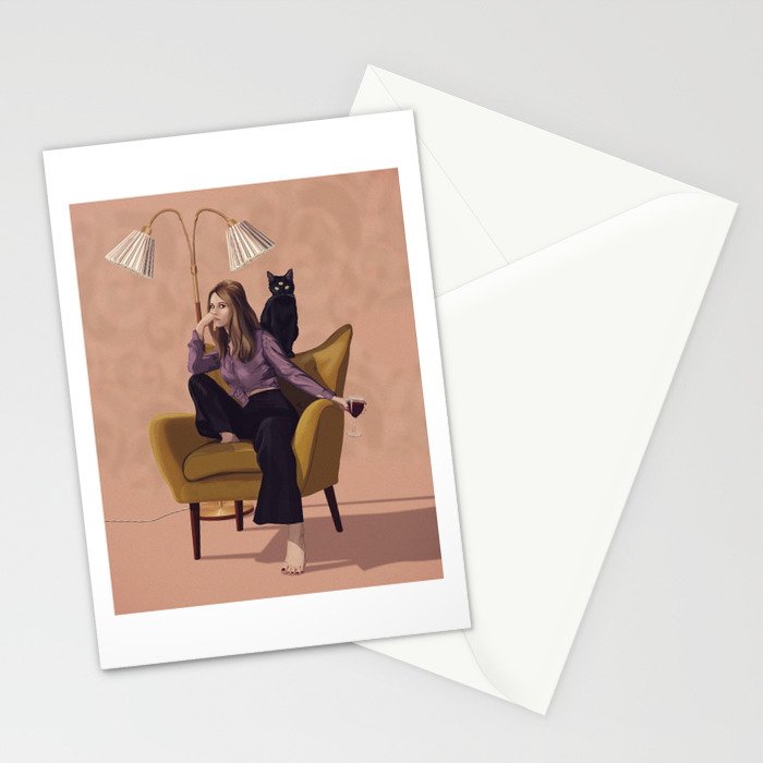 Woman With Wine Stationery Card Gallery Image 2