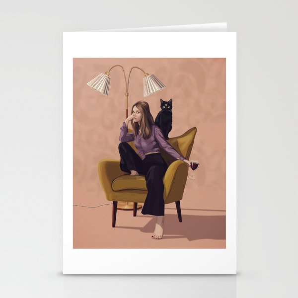 Woman With Wine Stationery Card Gallery Image 2