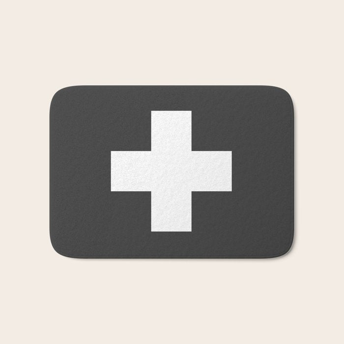 Swiss Cross Charcoal Bath Mat Gallery Image 1