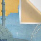 Mid Century Modern Travel Vintage Poster Istanbul Turkey Grand Mosque Wall Tapestry Gallery Image 3