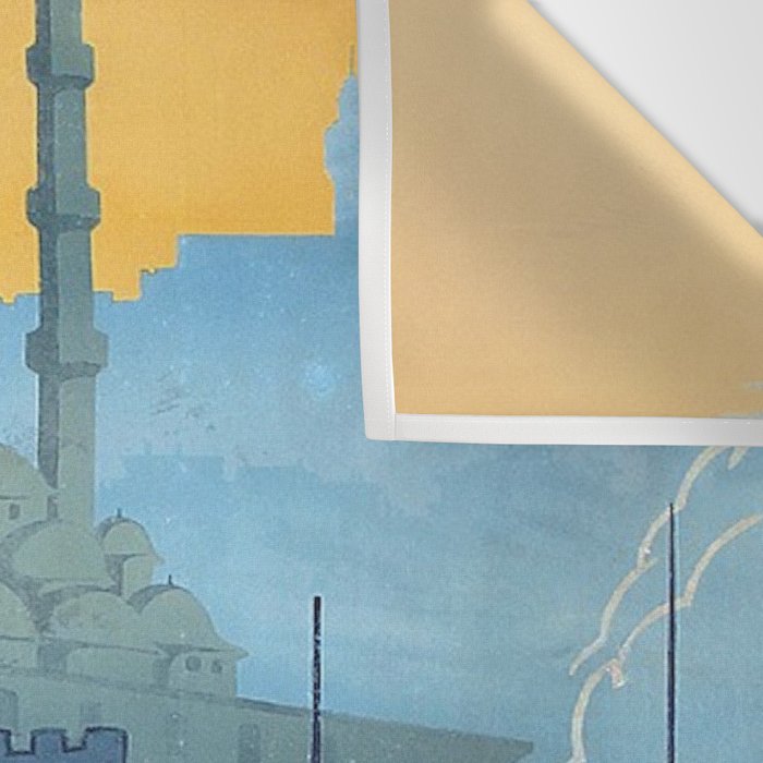 Mid Century Modern Travel Vintage Poster Istanbul Turkey Grand Mosque Wall Tapestry Gallery Image 3