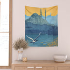Mid Century Modern Travel Vintage Poster Istanbul Turkey Grand Mosque Wall Tapestry Gallery Image 2