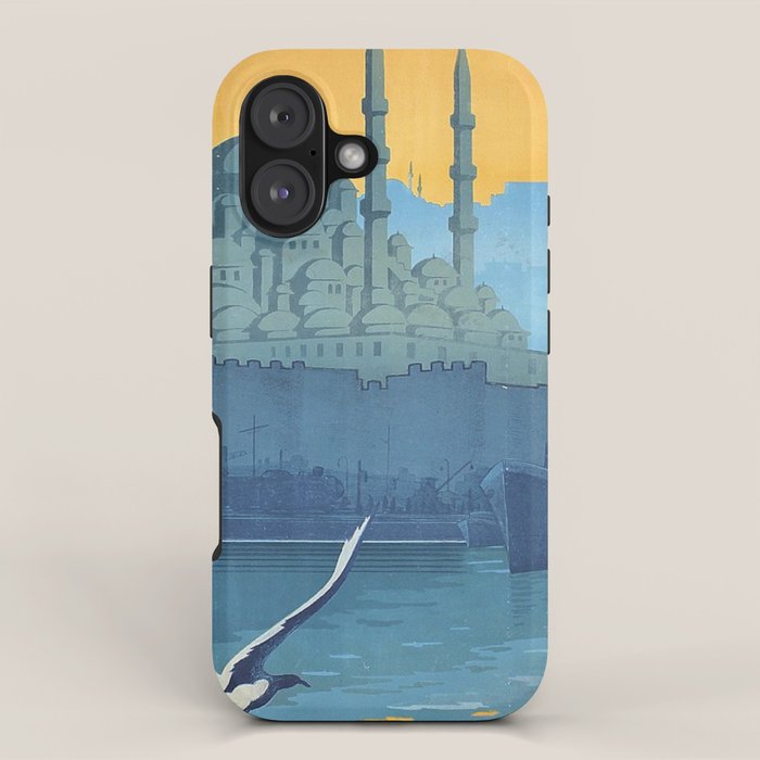 Mid Century Modern Travel Vintage Poster Istanbul Turkey Grand Mosque iPhone Case Gallery Image 1