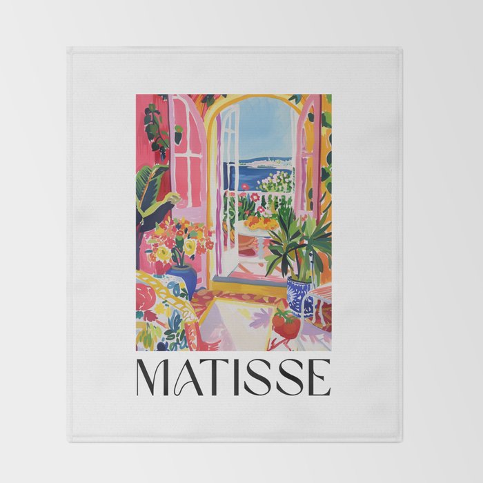 Mediterranean Bloom - Matisse inspired Throw Blanket Gallery Image 2