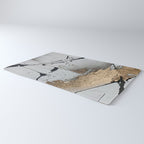 Still: an abstract mixed media piece in black, white, and gold by Alyssa Hamilton Art Rug Gallery Image 3