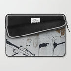 Still: an abstract mixed media piece in black, white, and gold by Alyssa Hamilton Art Laptop Sleeve Gallery Image 2