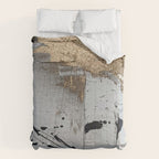 Still: an abstract mixed media piece in black, white, and gold by Alyssa Hamilton Art Comforter Gallery Image 6