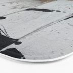 Still: an abstract mixed media piece in black, white, and gold by Alyssa Hamilton Art Bath Mat Gallery Image 3