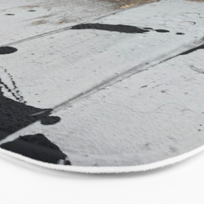 Still: an abstract mixed media piece in black, white, and gold by Alyssa Hamilton Art Bath Mat Gallery Image 3