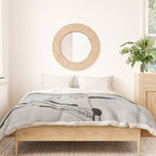 Still: an abstract mixed media piece in black, white, and gold by Alyssa Hamilton Art Duvet Cover Gallery Image 3
