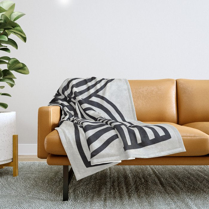Mid Century Modern Abstract line art Painting  Throw Blanket Gallery Image 1