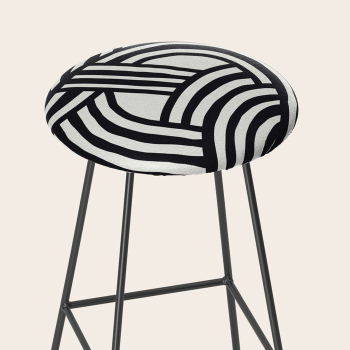 Mid Century Modern Abstract line art Painting  Stool Gallery Image 2