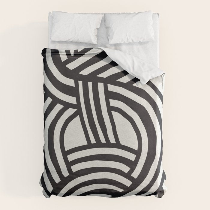 Mid Century Modern Abstract line art Painting  Duvet Cover Gallery Image 6