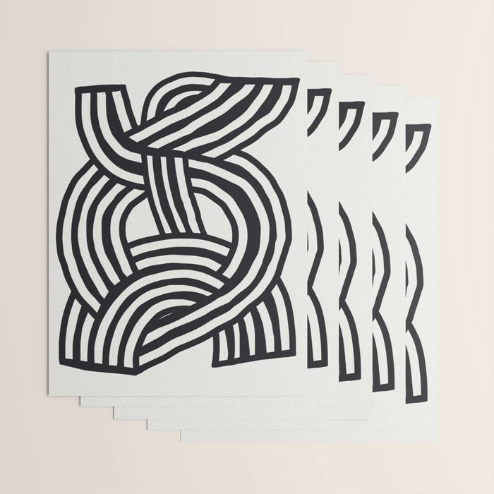 Mid Century Modern Abstract line art Painting  Wrapping Paper Gallery Image 3