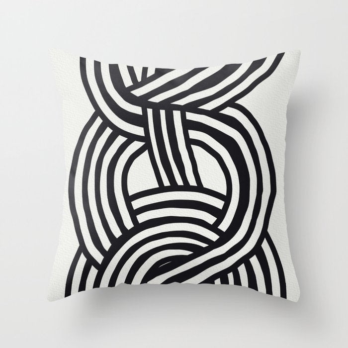 Mid Century Modern Abstract line art Painting  Throw Pillow Gallery Image 6