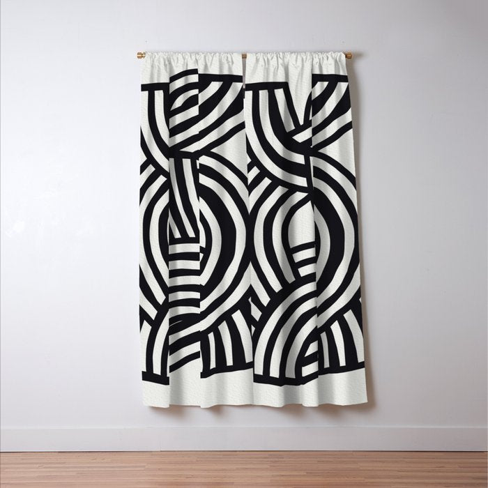 Mid Century Modern Abstract line art Painting  Window Curtain Gallery Image 3