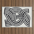 Mid Century Modern Abstract line art Painting  Outdoor Rug Gallery Image 1