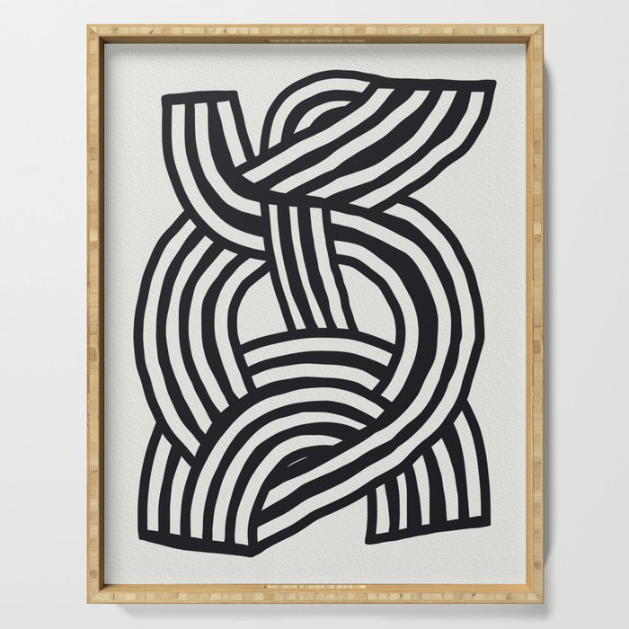 Mid Century Modern Abstract line art Painting  Serving Tray Gallery Image 1
