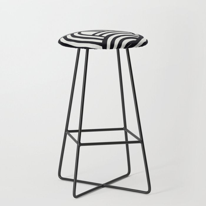Mid Century Modern Abstract line art Painting  Stool Gallery Image 1