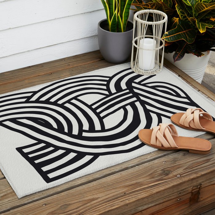 Mid Century Modern Abstract line art Painting  Outdoor Rug Gallery Image 2