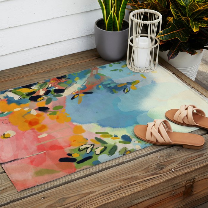 garden with sea view and olive tree Outdoor Rug Gallery Image 2